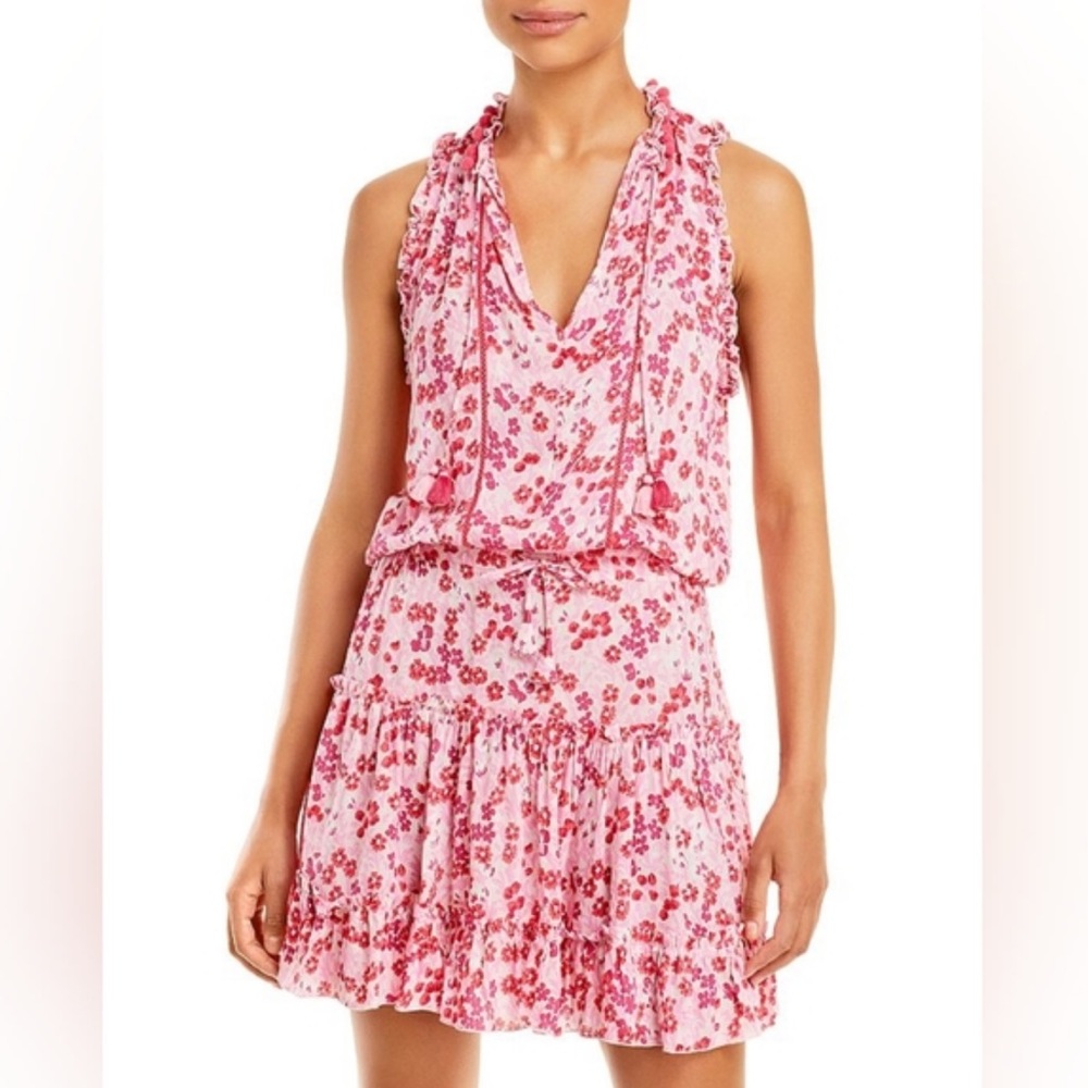 Poupette St Barth Sz Md Clara V Mini Dress Pink/Floral